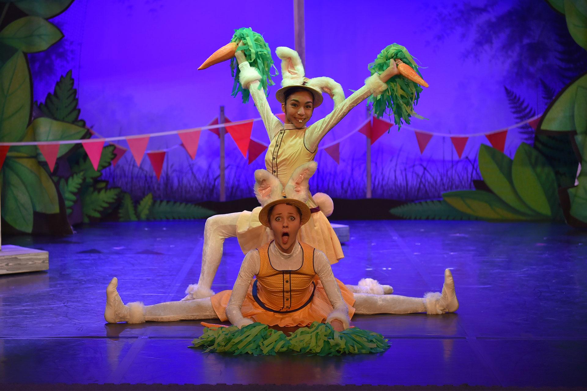 The cheer-leading Bunnies with their carrot pom-poms
