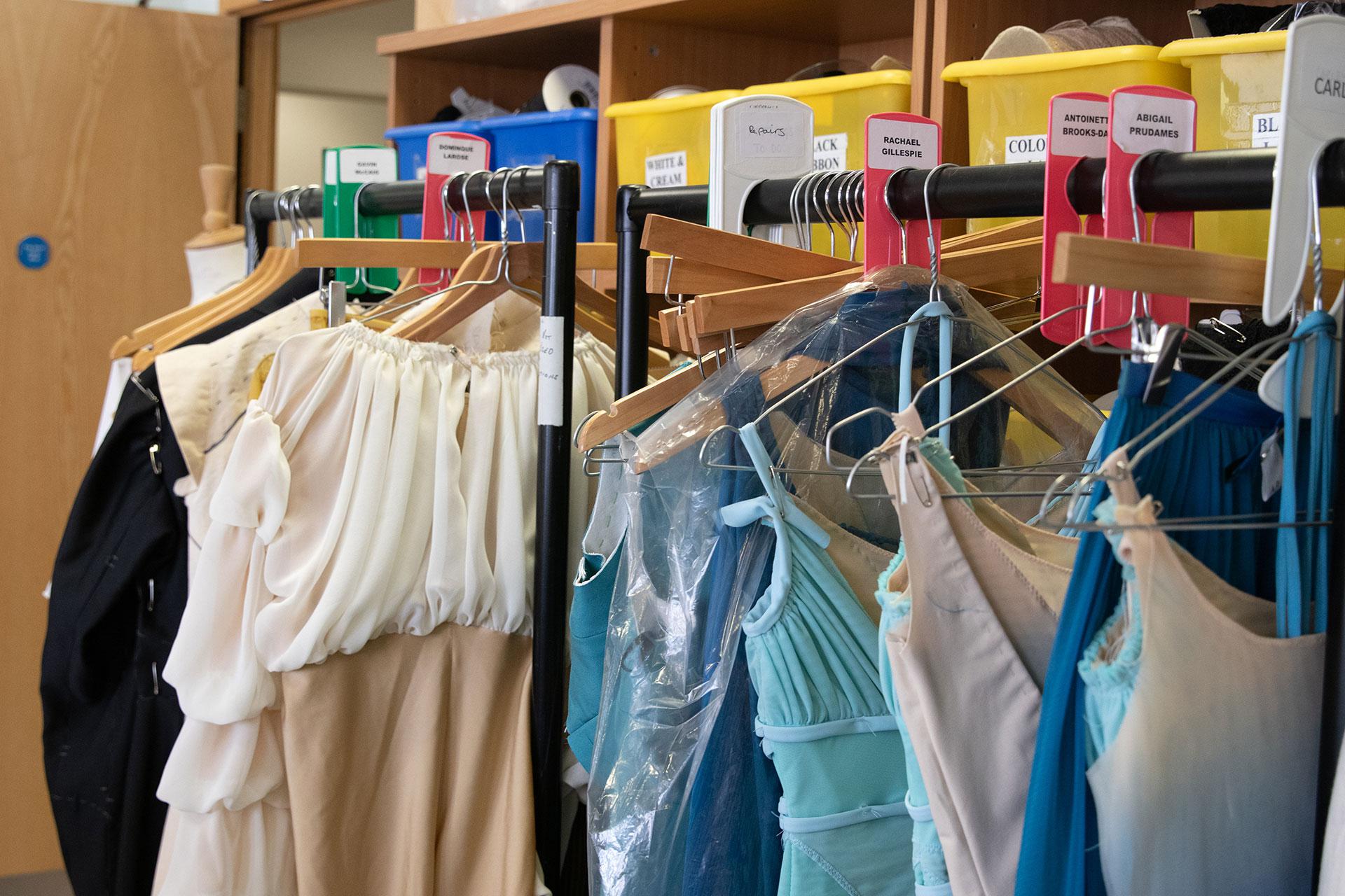 A selection of costumes from Merlin on the rack