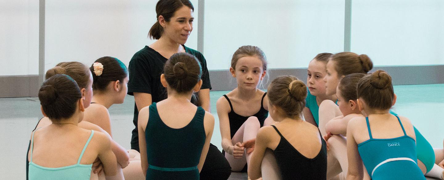 Cara O'Shea instucts childen while they are auditioning for the Academy. Photo Lauren Godfrey.