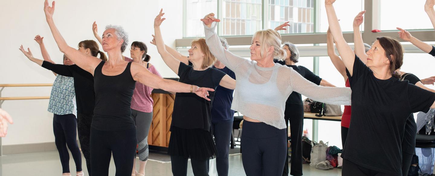 Students doing centre work on the Academy of Northern Ballet's Over 55s class. Photo Kathie Tiffany
