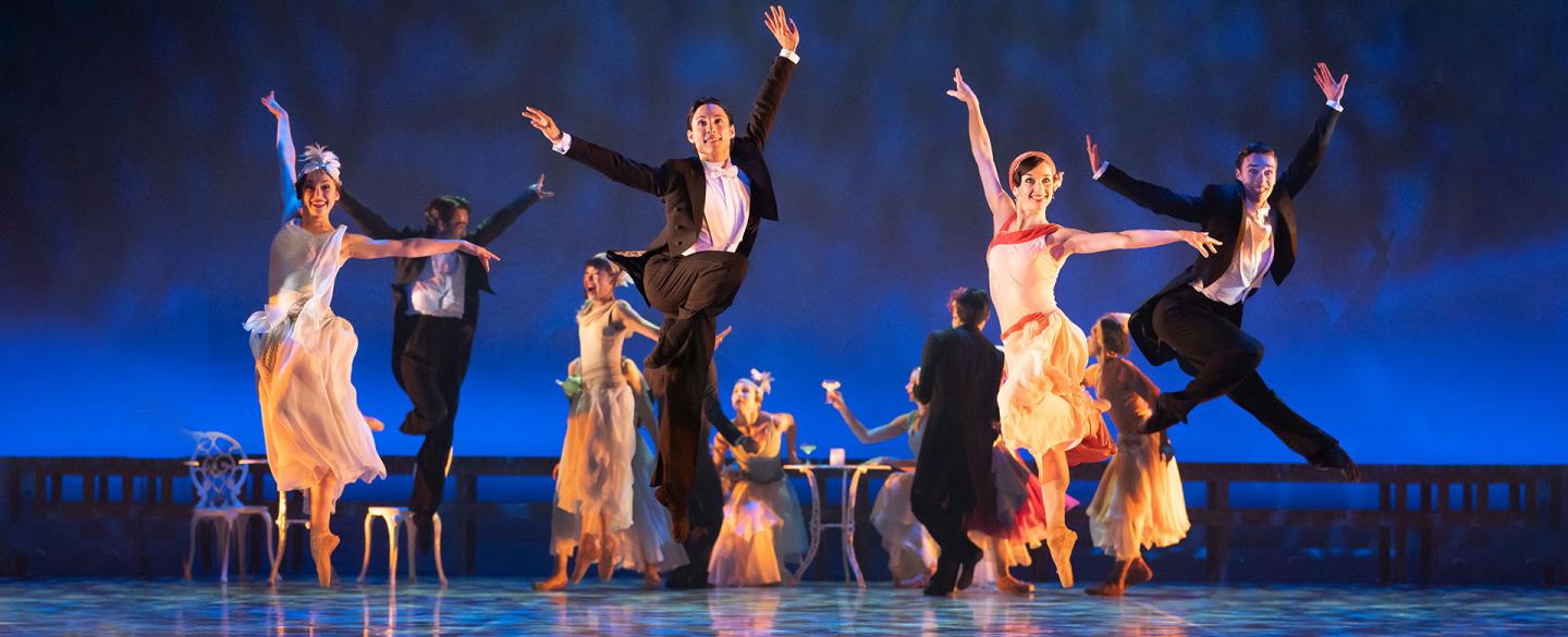 Northern Ballet dancers performing a Charleston in The Great Gatsby. Photo Emma Kauldhar.
