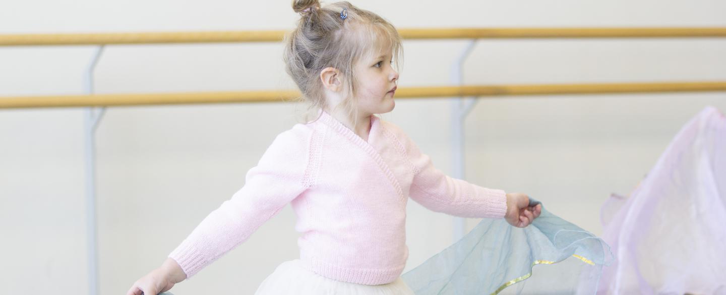 Academy of Northern Ballet student in moving minis class dancing with a scarf