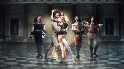 Northern Ballet dancers in poster image for The Three Musketeers, photo by Guy Farrow