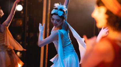 From the wings, a look at a dancer performing with gusto