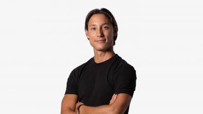 Headshot of a male dancer in a black t-shirt