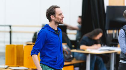 Luke Ahmet in rehearsal for Jane Eyre.